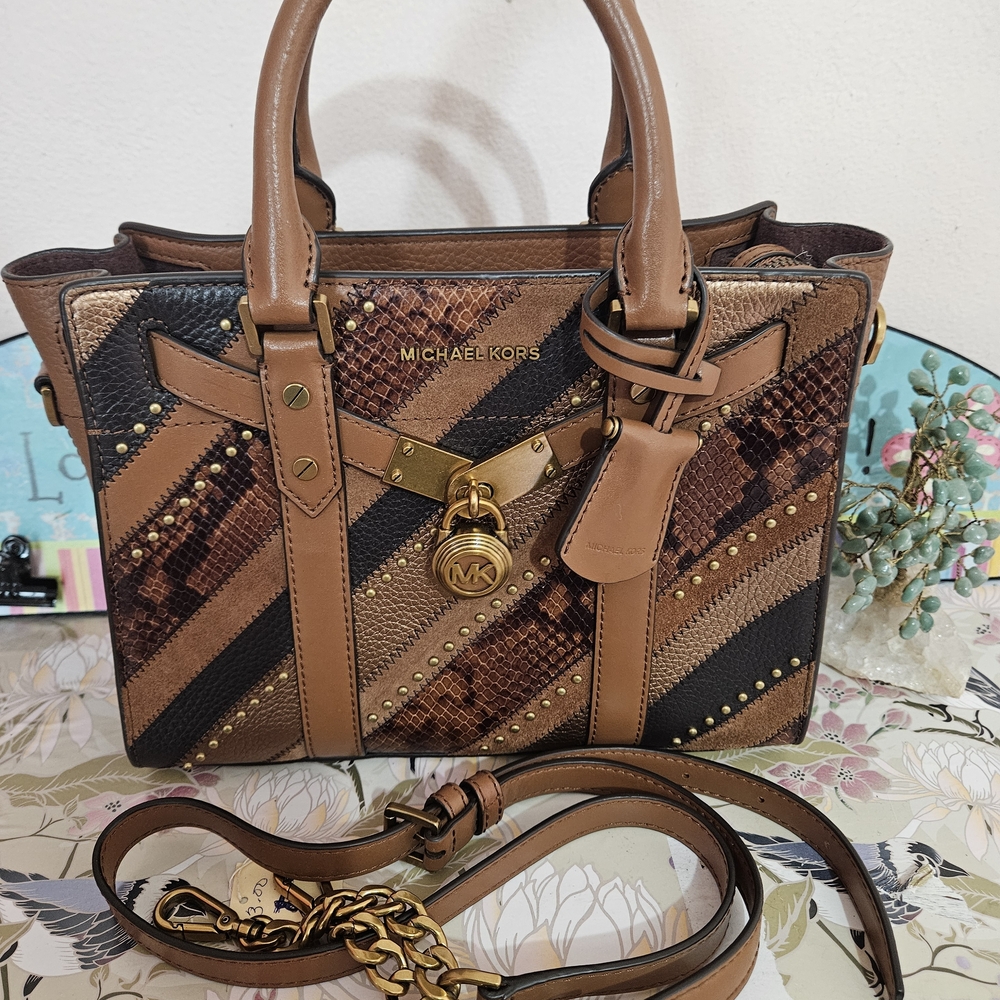 Michael Kors Multicolor Patchwork Satchel with Gold Accents - Picture 3 of 12
